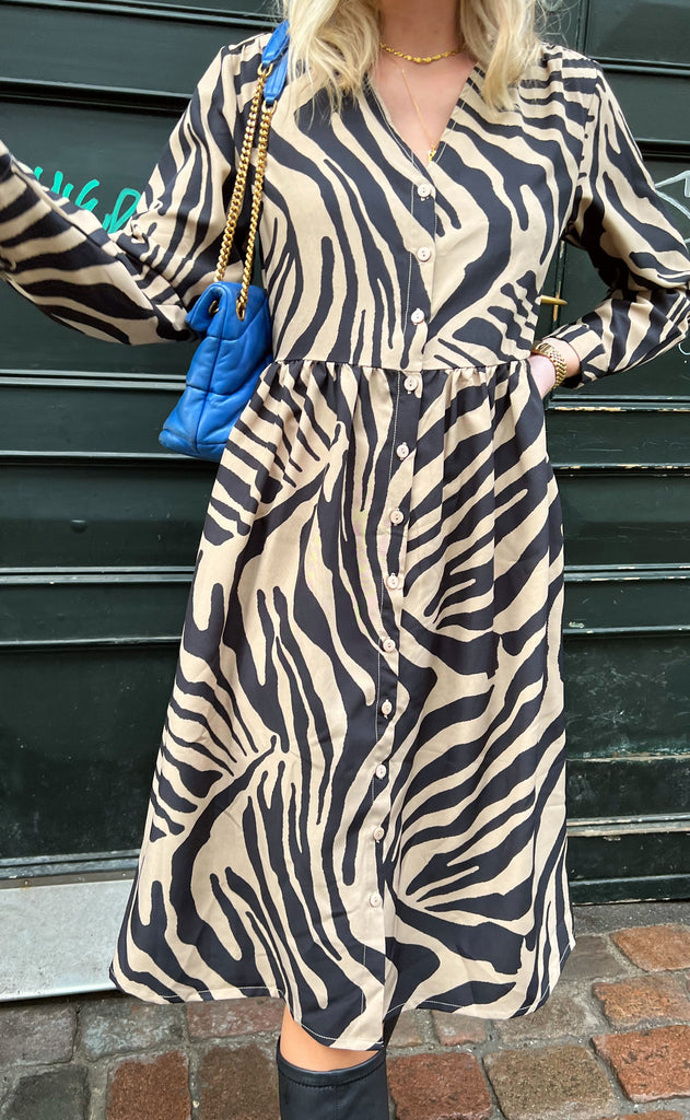 Mulieres Kjole - Ann - Black / Brown Zebra