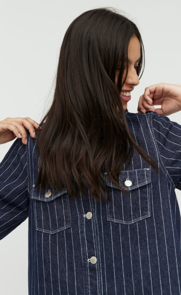 Global Funk Kjole - Mira-G - Navy Pinstripe