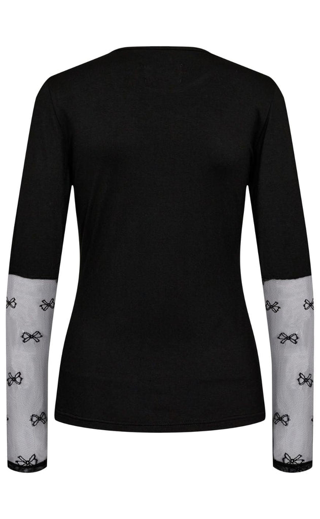 Liberte Bluse - Isa Ls Lace Sleeve - Black Bow