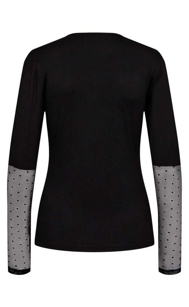 Liberte Bluse - Isa Ls Lace Sleeve - Black Dot