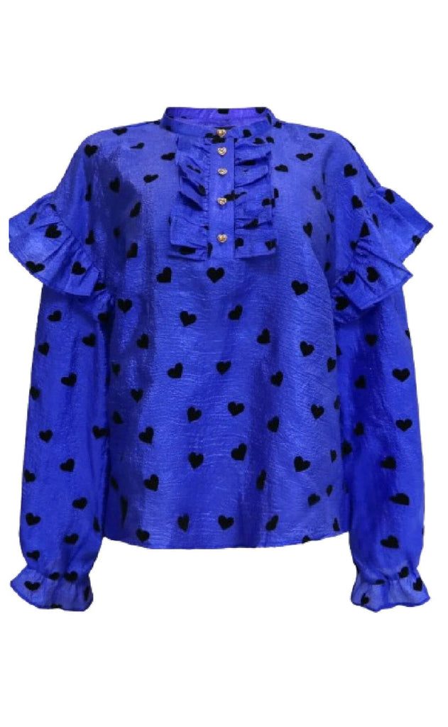 Liberte Bluse - Tia Frill - Cobolt Blue Black Heart