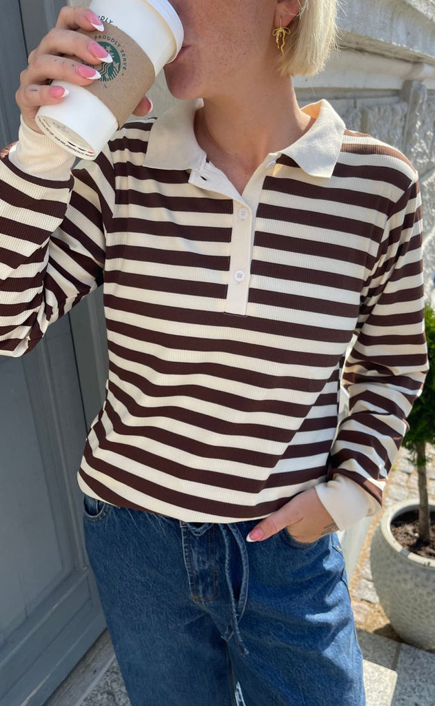 Mulieres Polo - Agnes - Brown Striped