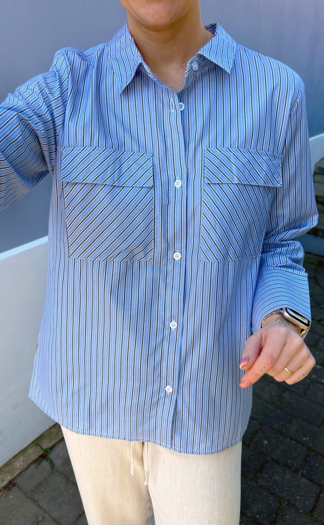 Mulieres Skjorte - Malina - Blue W. Stripes