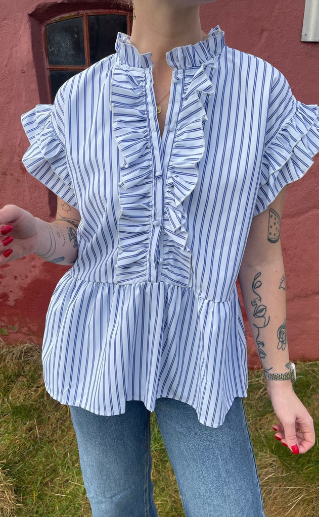 Mulieres Top - Thea - White/Blue Striped