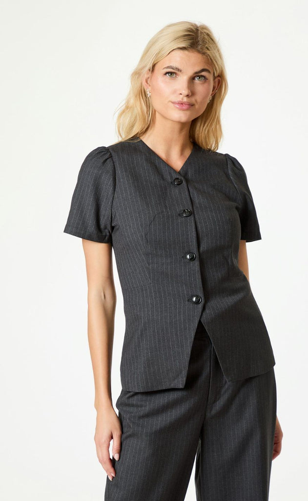 Neo Noir Bluse - Jules Pinstripe - Antracit