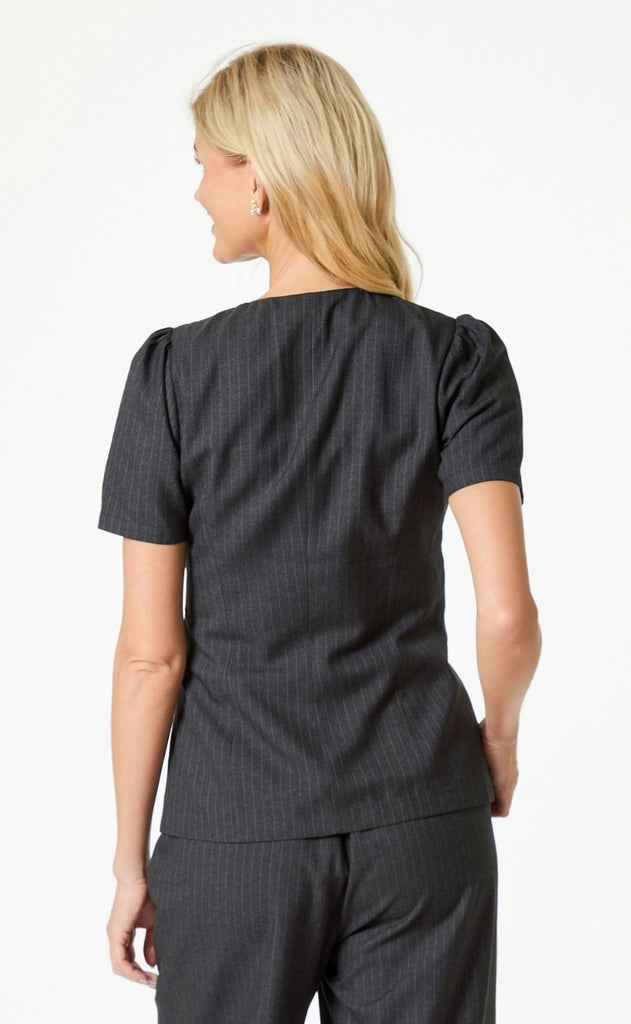 Neo Noir Bluse - Jules Pinstripe - Antracit