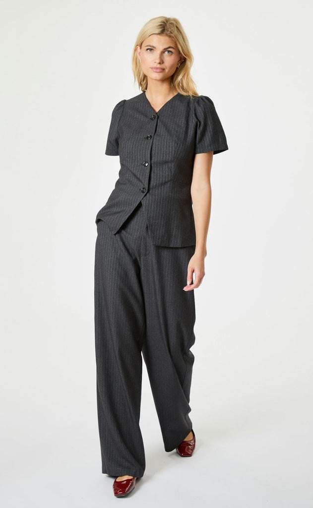 Neo Noir Bluse - Jules Pinstripe - Antracit