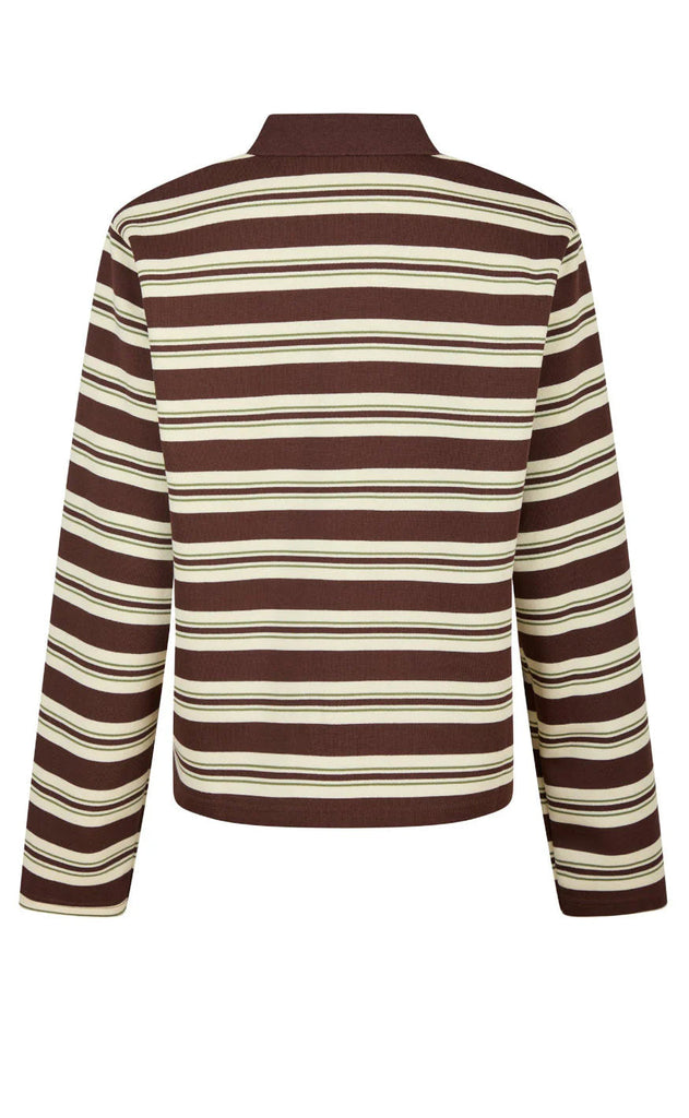 Neo Noir Bluse - Mala Stripe Polo - Brown