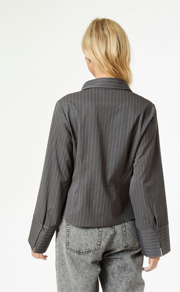 Neo Noir Bluse - Rosa Pinstripe - Grey