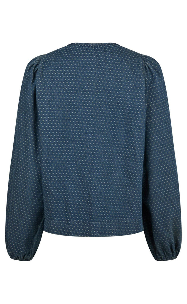 Neo Noir Bluse - Silvi Overdyed Dot - Ash Blue