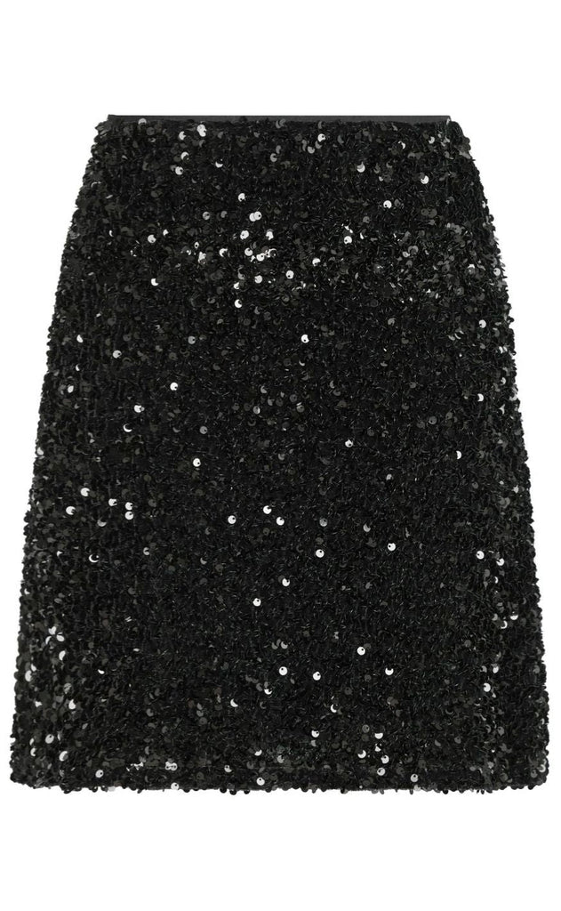 Neo Noir Nederdel - Miva Velvet Sequins - Black