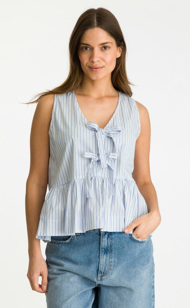 Neo Noir Top - Manja Stripe - Light Blue