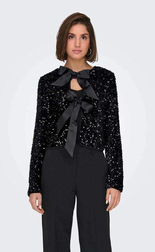 ONLY Bluse - Anika Sequins Bow - Black