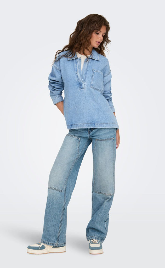 ONLY Bluse - Birdie Denim - Light Blue Denim