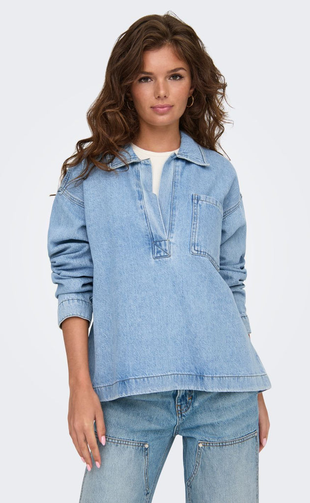 ONLY Bluse - Birdie Denim - Light Blue Denim