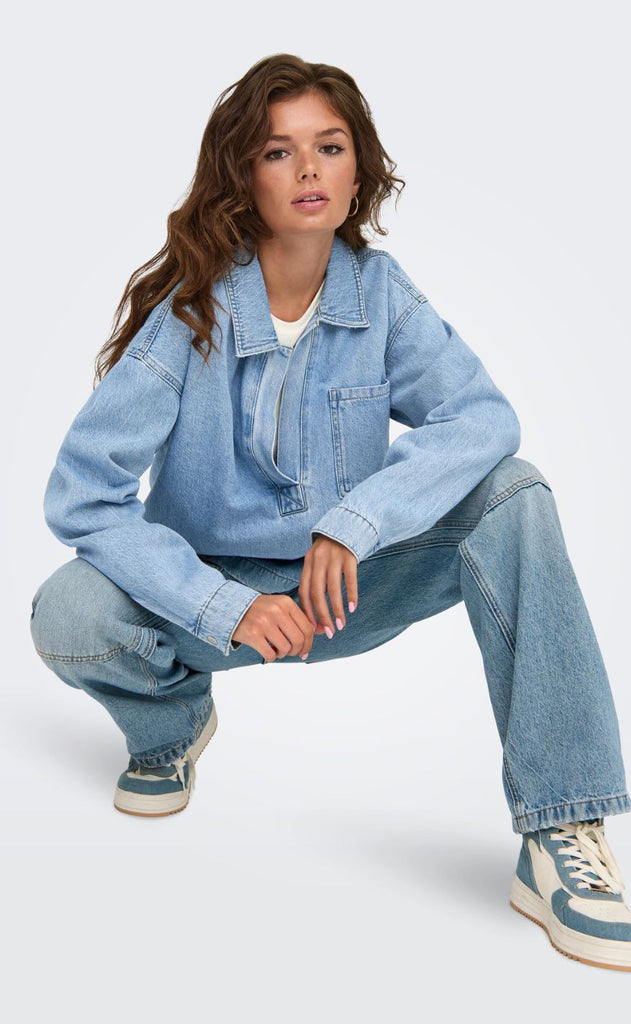 ONLY Bluse - Birdie Denim - Light Blue Denim