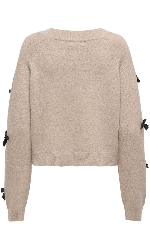 ONLY Pullover - Noelle Life Bow - Beige/W. Black Bow