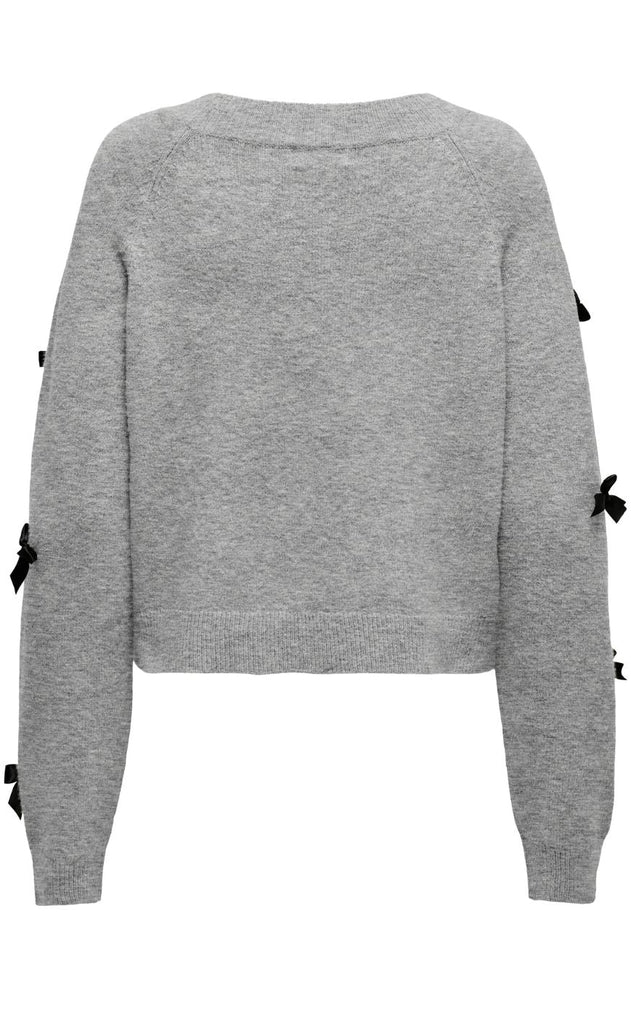 ONLY Pullover - Noelle Life Bow - Light Grey Mela/W. Black Bow