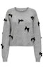 ONLY Pullover - Noelle Life Bow - Light Grey Mela/W. Black Bow