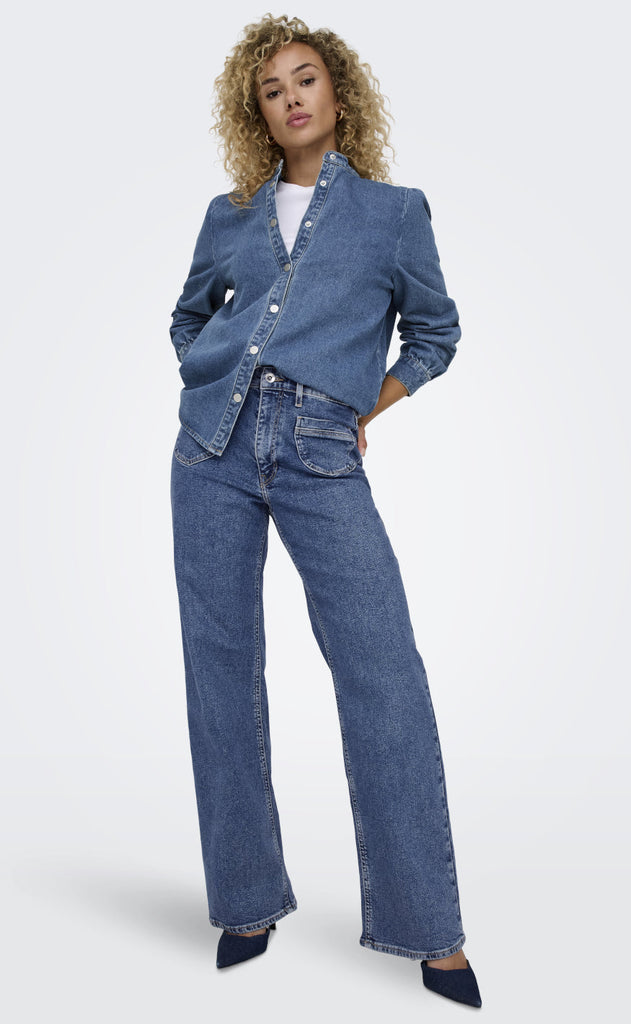 ONLY Skjorte - Belle - Medium Blue Denim