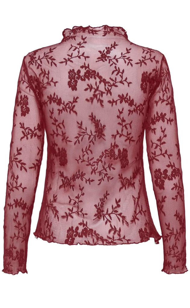 ONLY Top - Linley LS Lace - Cabernet