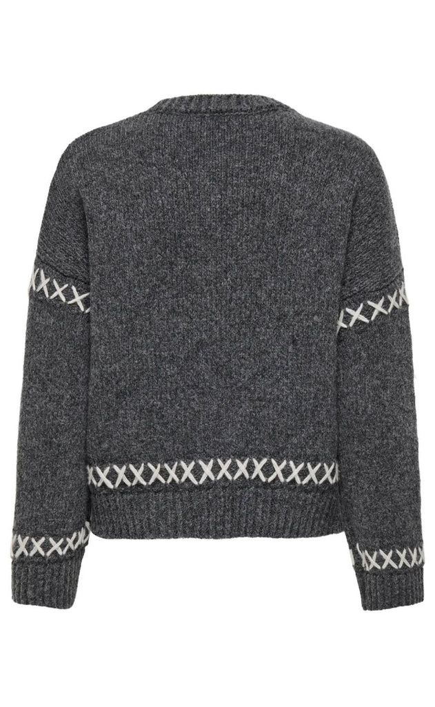 ONLY Striktrøje - Amanda - Dark Grey Melange