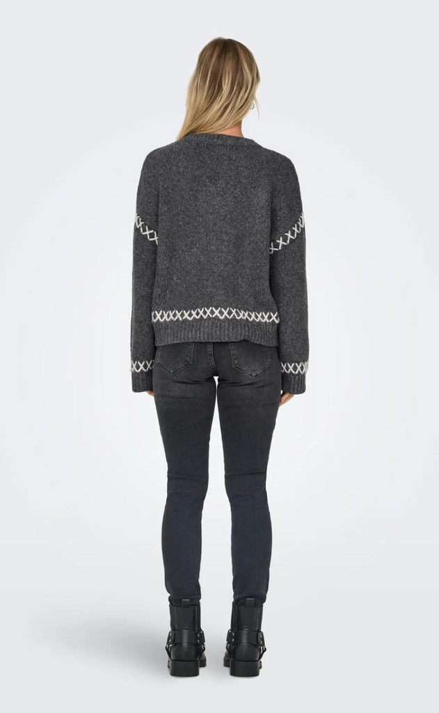 ONLY Striktrøje - Amanda - Dark Grey Melange