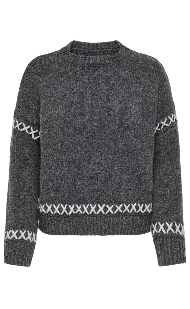 Only Striktrøje - Amanda - Dark Grey Melange