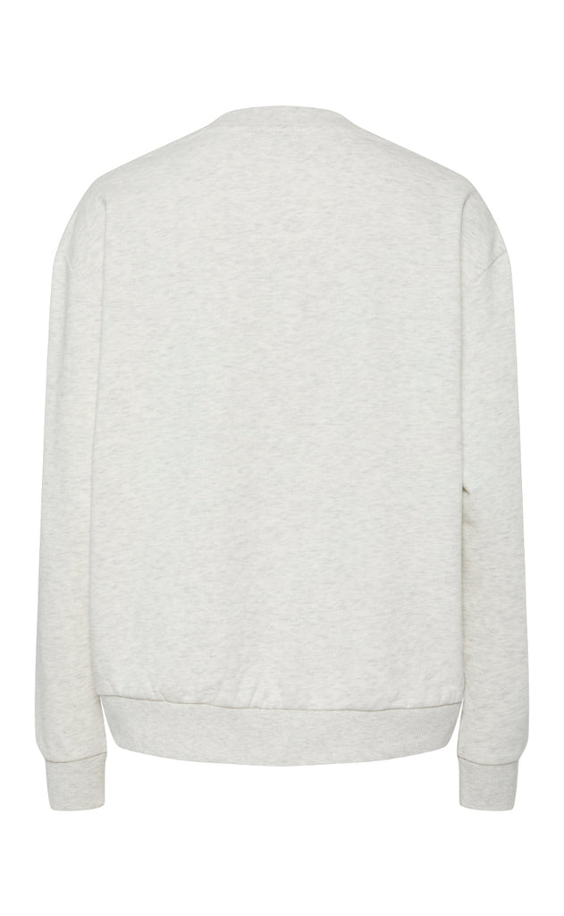 Pieces Sweatshirt - Arina - Light Grey Melange w. Green Embroidery