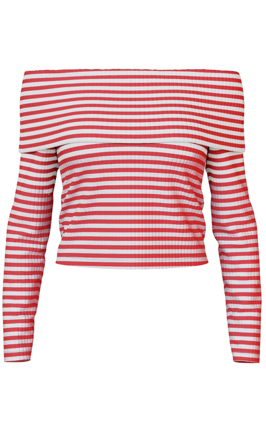 Se Pieces Bluse - Laya - Bright White/High Risk Red hos Mulieres.dk