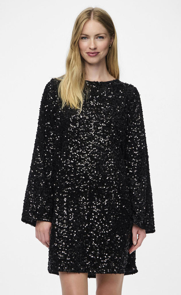 Pieces Kjole - Kam - Black Silver Sequins