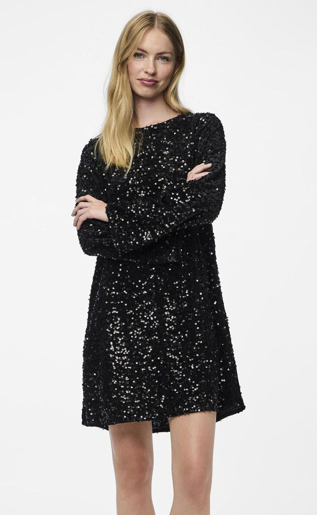 Pieces Kjole - Kam - Black Silver Sequins