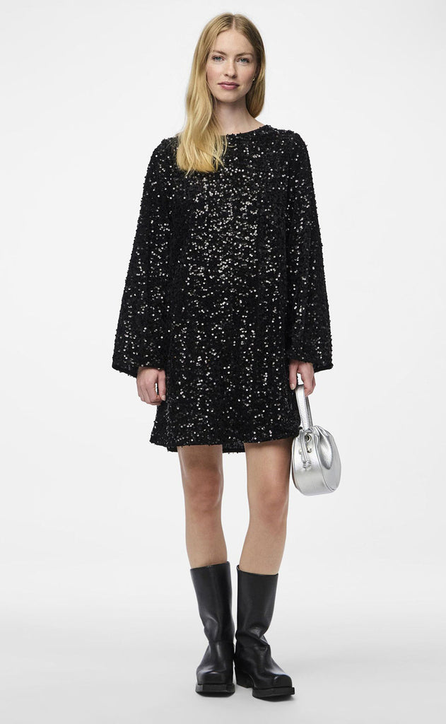 Pieces Kjole - Kam - Black Silver Sequins