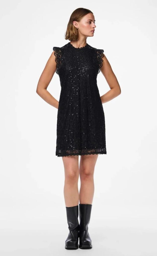 Pieces Kjole - Olline SL Lace Sequins - Black