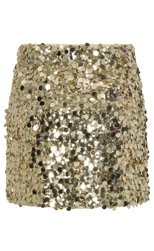 Pieces Nederdel - Disco - Gold Colour Sequins