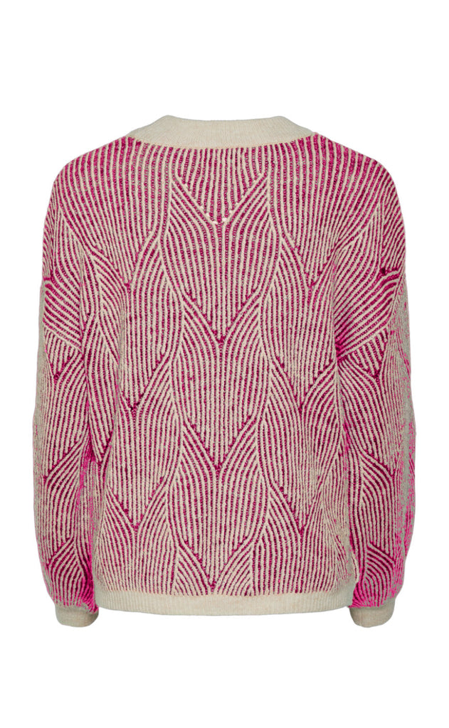 Pieces Sweater - Jenna - Whitecap Gray / Festival Fuchsia