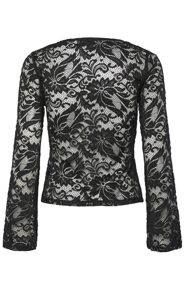 Pieces Top - Nalie LS Lace - Black