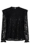 Pieces Top - Olline LS Lace Sequins - Black