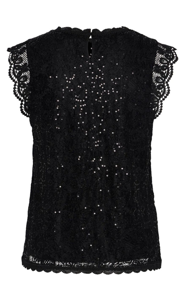 Pieces Top - Olline Lace Seaquins - Black