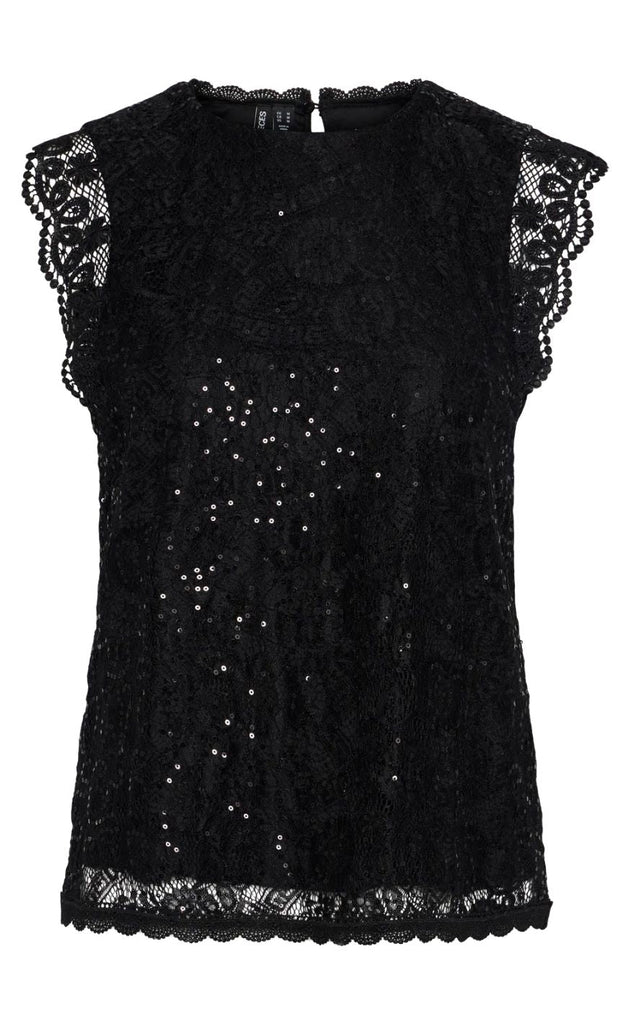 Pieces Top - Olline Lace Seaquins - Black