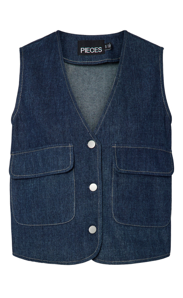 Pieces Vest - Fabia - Dark Blue Denim