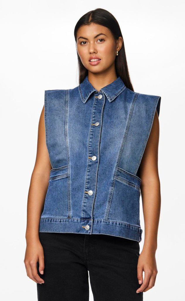 Pieces Vest - Femma - Medium Blue Denim