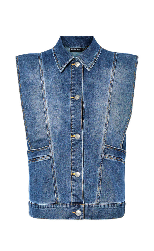 Pieces Vest - Femma - Medium Blue Denim