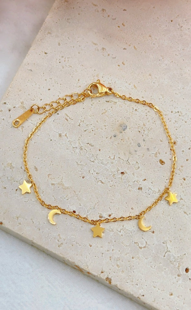 Smykkeli Copenhagen Armbånd - Porto Moon & Stars - Gold Colour