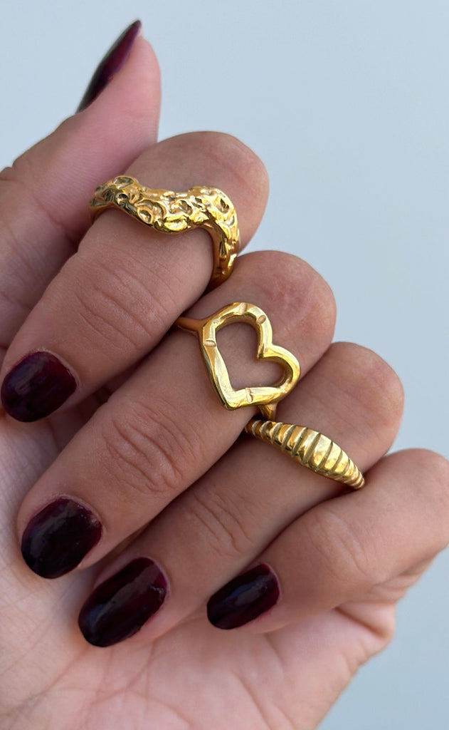 Smykkeli Copenhagen Ring - Twisted Crossaint Small - Golden Colour