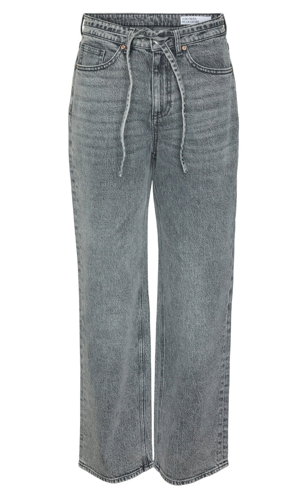 Vero Moda Bukser - Tessa Wide Belt - Medium Grey Denim