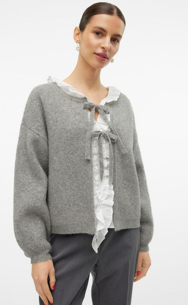 Vero Moda Cardigan - Bow Tie - Medium Grey Melange