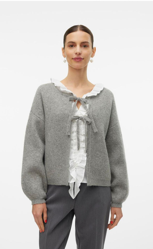 Vero Moda Cardigan - Bow Tie - Medium Grey Melange