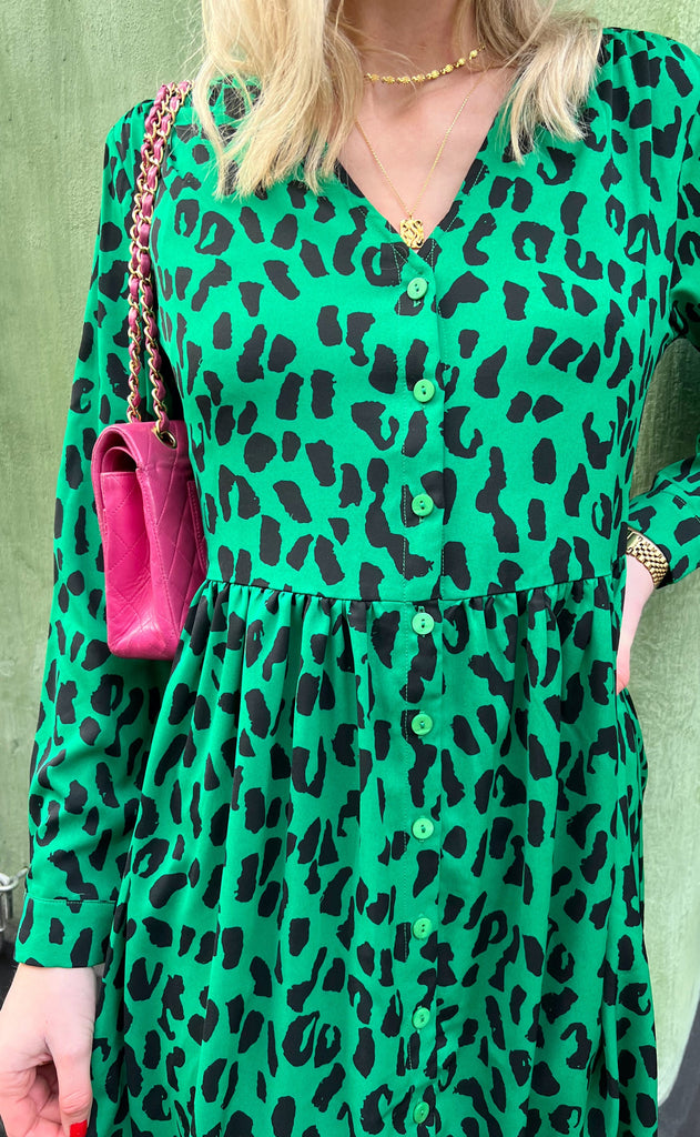 Mulieres Kjole - Ann - Green Leopard